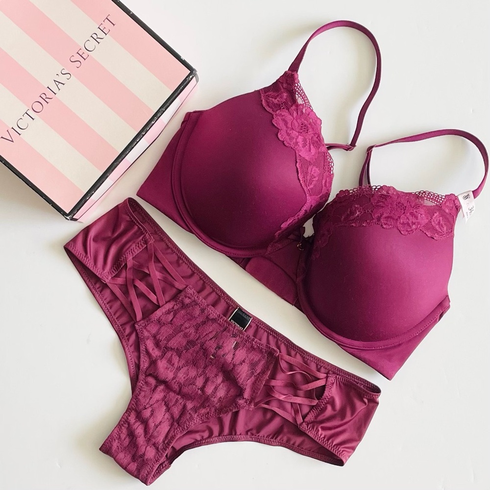 34DD MEDIUM Victoria’s Secret maroon bra set